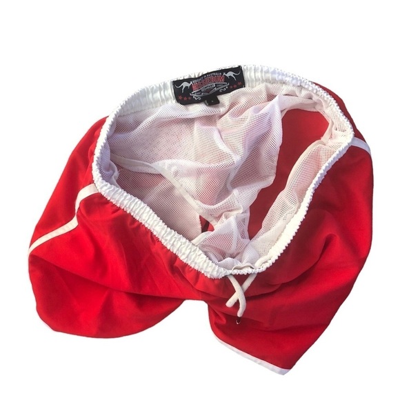 Aussiebum Short - Stubby Red  Sz. L Mesh Liner Logo Quick Drying Swim  Beach - Picture 3 of 5